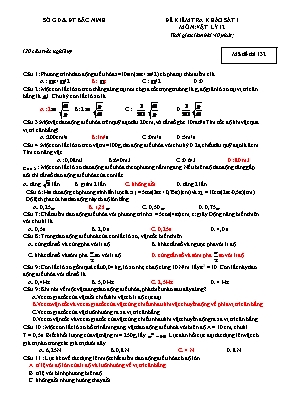 Đề kiểm tra khảo môn Vật lý 12 - Mã đề 132 - Sở GD & ĐT Bắc Ninh (Có đáp án)